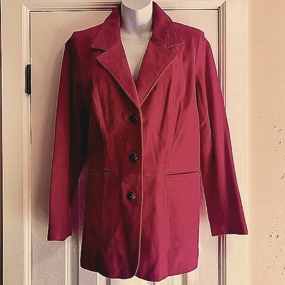 NWOT SUEDE LEATHER Denim & Co Raspberry Jacket-M/L - Picture 1 of 7